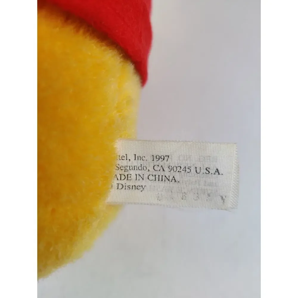 Disney Mattel Winnie the Pooh Bear with Blue Honey Pot Plush Animal 1997 12 inch